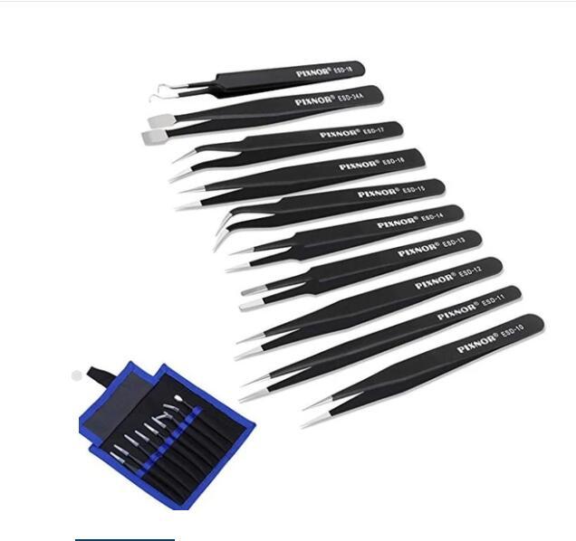 Stainless steel 10 Piece canvas bag tweezers Kit