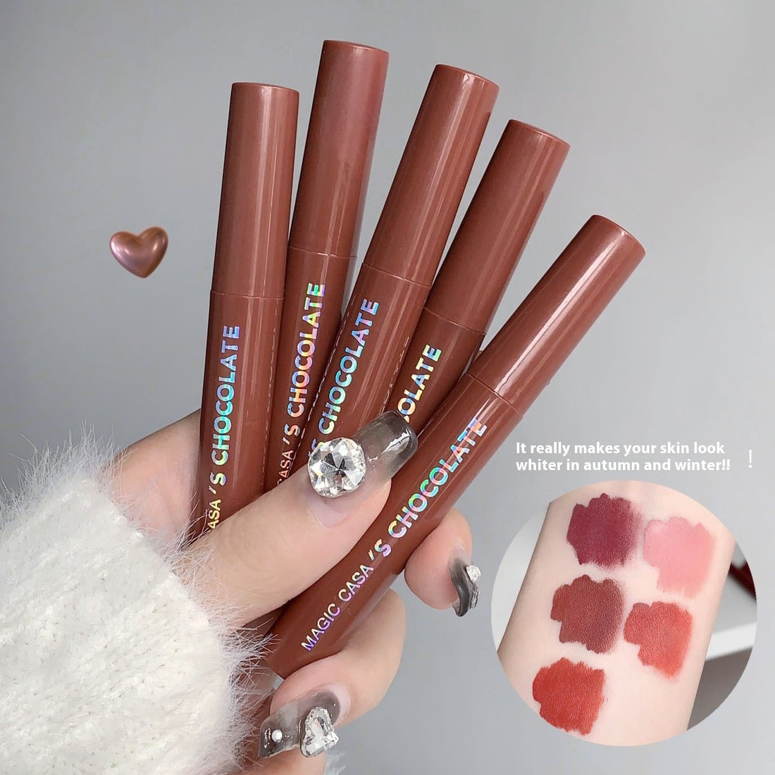 Five Pieces Of Chocolate Lip Glaze Set Matte Finish