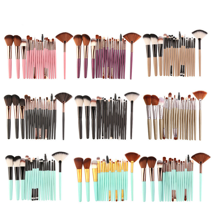 Eye, Blush, Lip & Fan-Shaped Makeup Brush Set