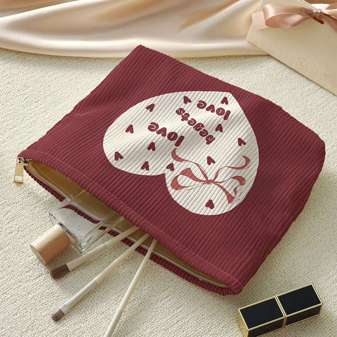 Valentine's Day Special: Burgundy Corduroy Makeup Bag